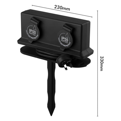 Arlec Outdoor Powerboard - 2 Outlet - 1.8m - Dark Grey