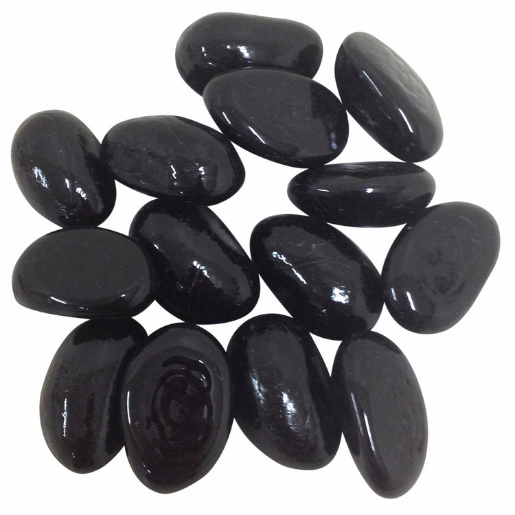 Tuscan Path 30mm Black Moroccan Glass Pebbles - 1kg