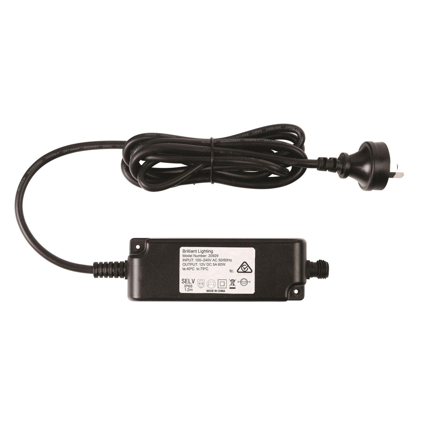 Brilliant Lighting LED Garden Transformer - 12V - 60W DC - IP68 - Black