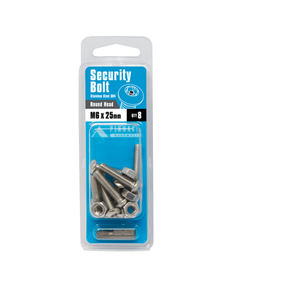 Pinnacle M6 x 25mm Stainless Steel Security Bolts - 8 Pack