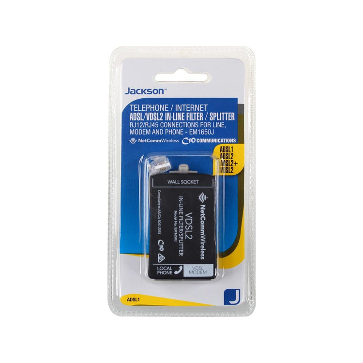 Jackson Telephone/Internet ADSL/VDSL2 IN-LINE Filter/Splitter RJ12/RJ45