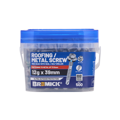 Bremick Hex Roofing Screw - 12g x 39mm - B8 - 500 Pack