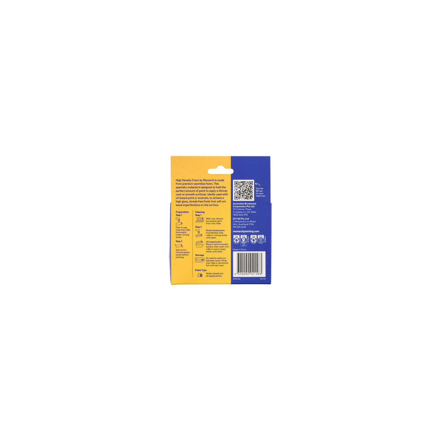 Monarch Mini Rollers - 100mm - 9mm Nap - 2 Pack - Yellow