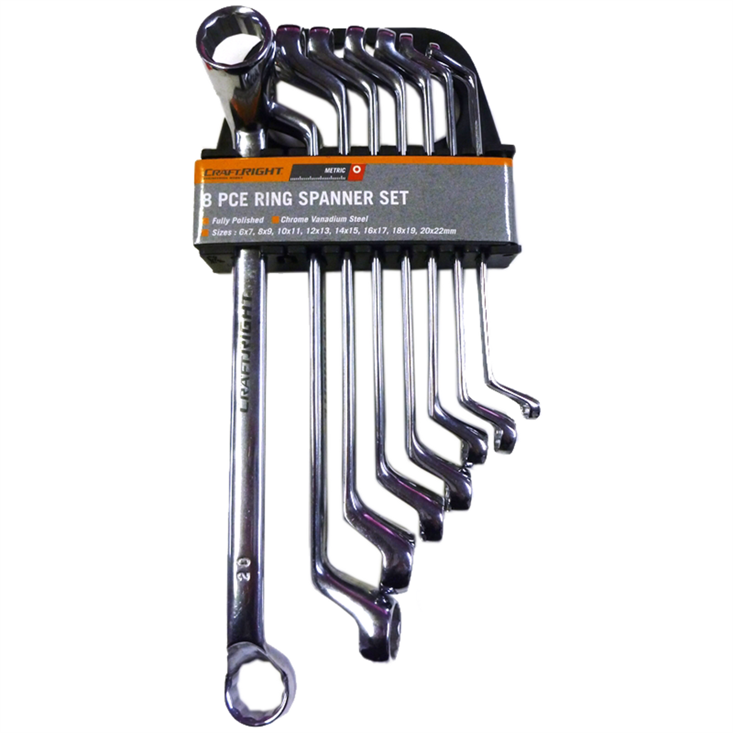 Craftright Ring Spanner Set - 6x7mm to 20x22mm - 8 Piece