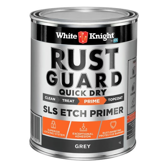 White Knight Rust Guard Etch Primer Paint - Grey 1L