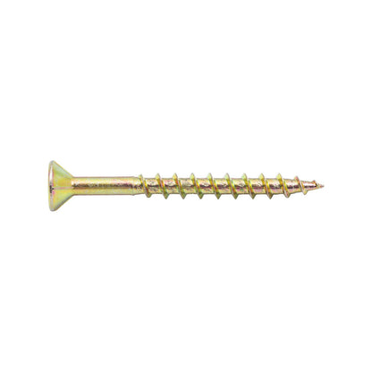 Zenith Chipboard Screws Countersunk Rib Head Philips Drive - 10g x 50mm - 50 Pack - Gold