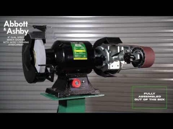 ABBOTT and ASHBY 8 Dual Speed Bench Grinder w Aa362 Linishing Attachment AA362W8DS