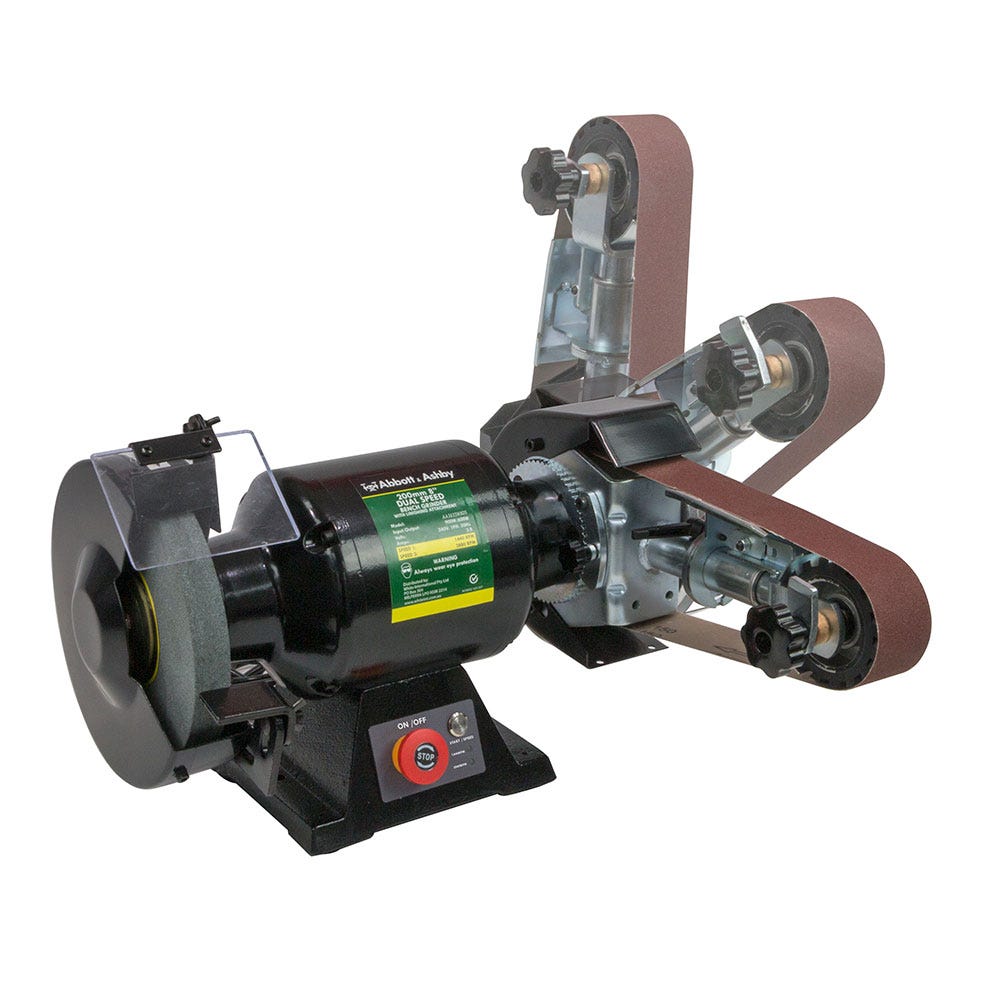ABBOTT and ASHBY 8 Dual Speed Bench Grinder w Aa362 Linishing Attachment AA362W8DS