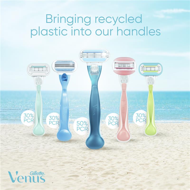 Gillette Venus Deluxe Smooth Platinum Razor + 2 Blade Refills - Women's Shaving Essentials