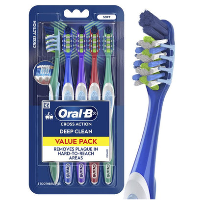 Oral-B Cross Action Toothbrush - 7 Benefits, 5 Pack