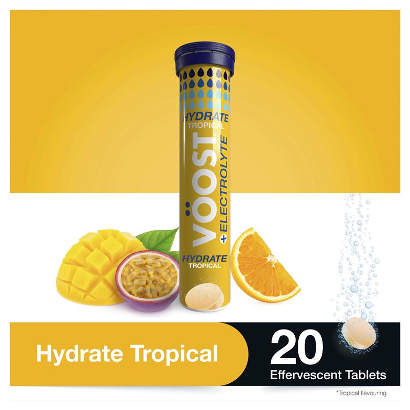 Voost Hydrate Tropical Effervescent Tablets 20 Pack - Refreshing Hydration