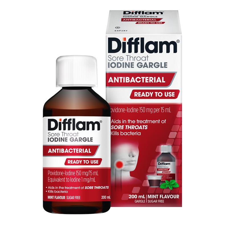 Difflam Plus Ready To Use Sore Throat Gargle - Mint Flavor 200ml
