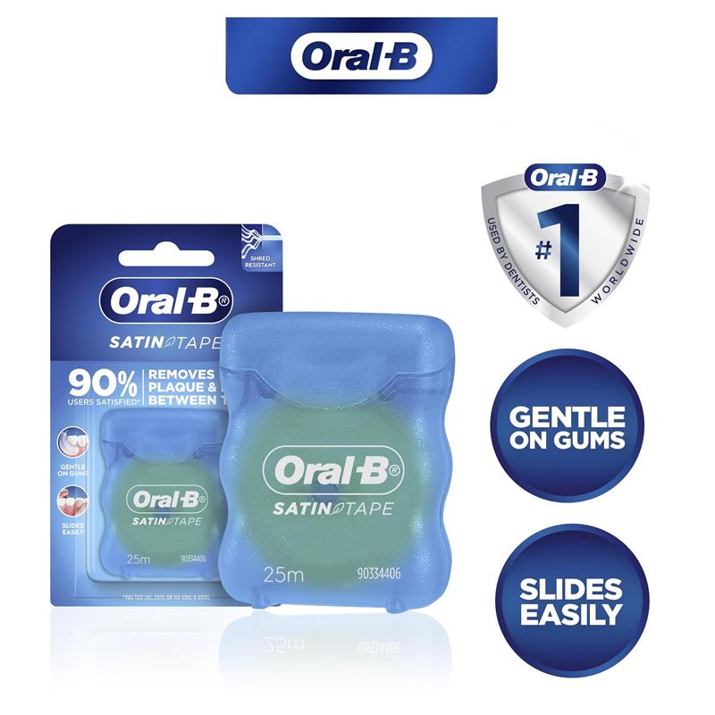 Oral-B Satin Tape Dental Floss - Mint Flavor, 25m