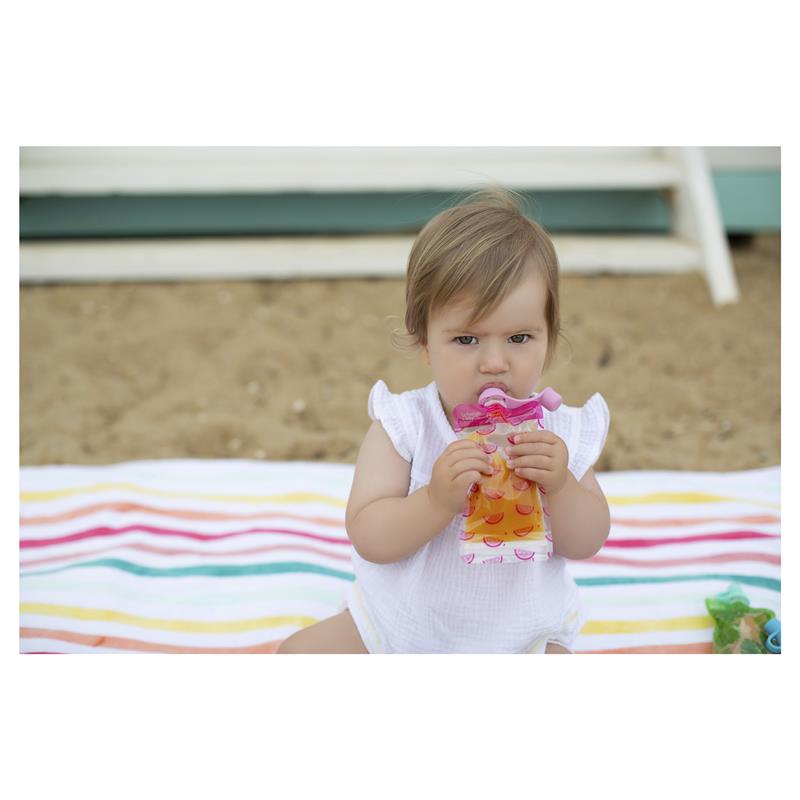 On The Go Food Pouch - Dusty Rose & Sand, 120ml Animal Print, 10 Pack