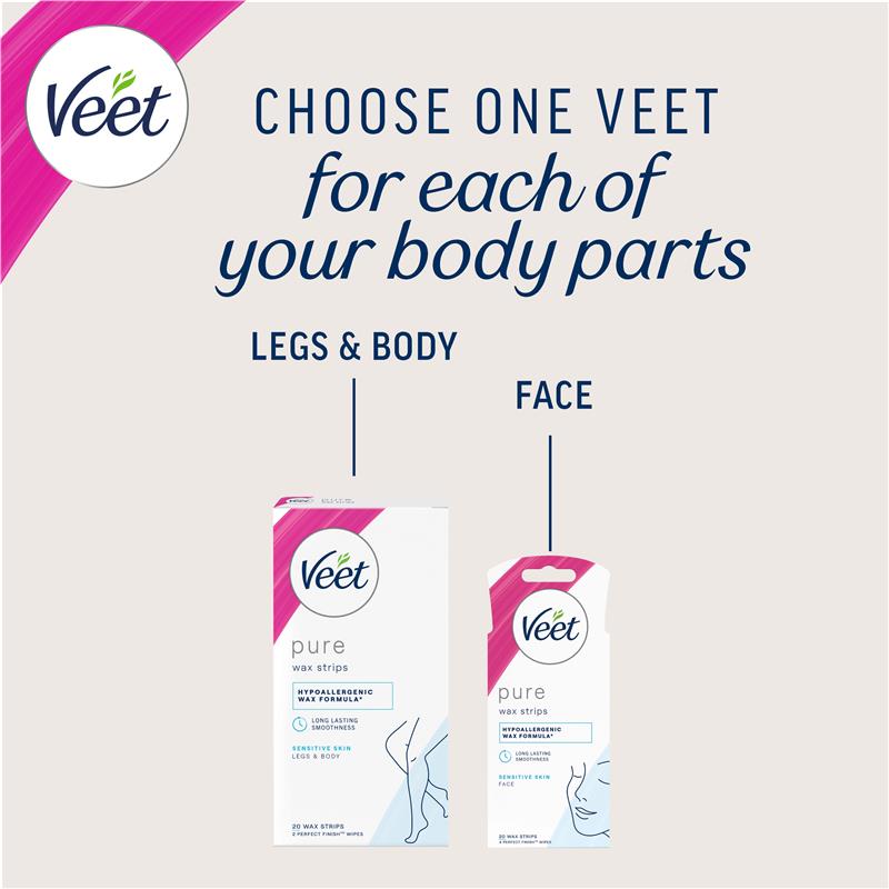 Veet Pure Cold Wax Strips Leg 20 Pack
