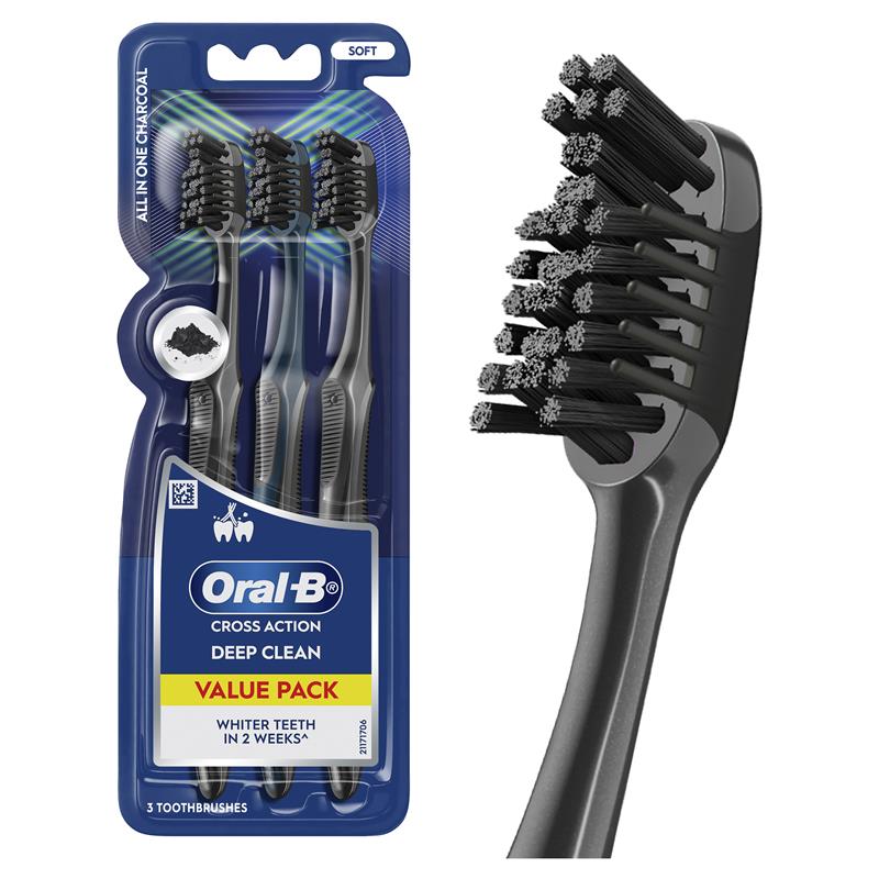 Oral-B Cross Action All In One Charcoal Toothbrush 3 Pack