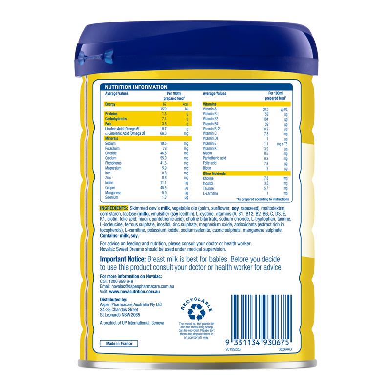 Novalac SD Sweet Dreams Infant Formula - 800g