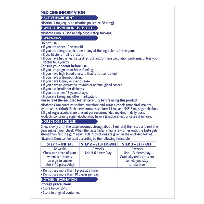 Nicabate Gum 4mg Extra Fresh 250 Pieces - Stronger Support for Smokers