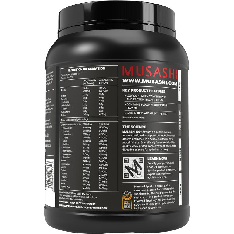 Musashi 100% Whey Protein Chocolate 900g