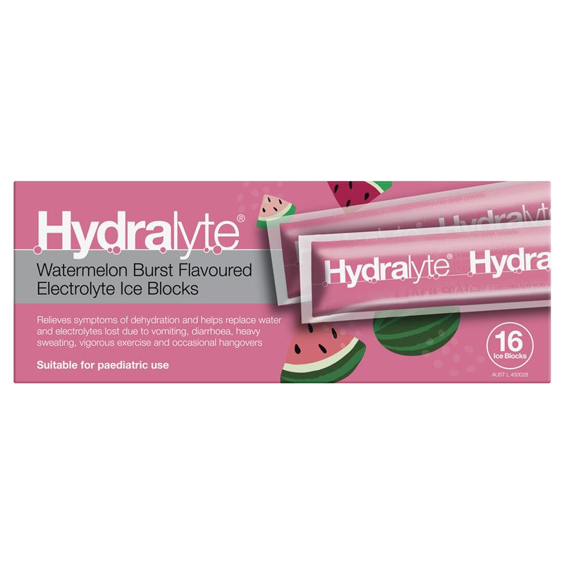 Hydralyte Electrolyte Ice Blocks - Watermelon (16 Pack)