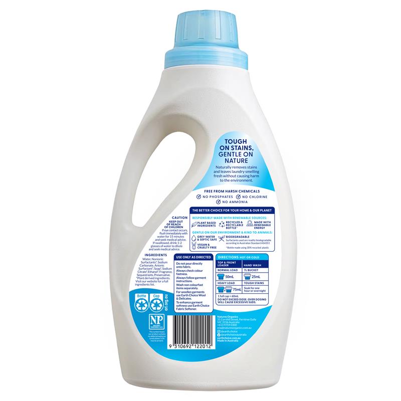 Earth Choice Ultra Concentrate Laundry Liquid 1 Litre - Natural Stain Fighter