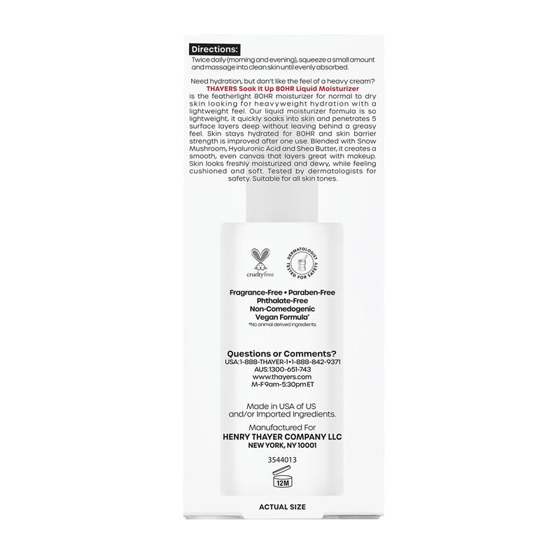 Thayers Soak It Up 80 Hour Liquid Facial Moisturiser 75ml