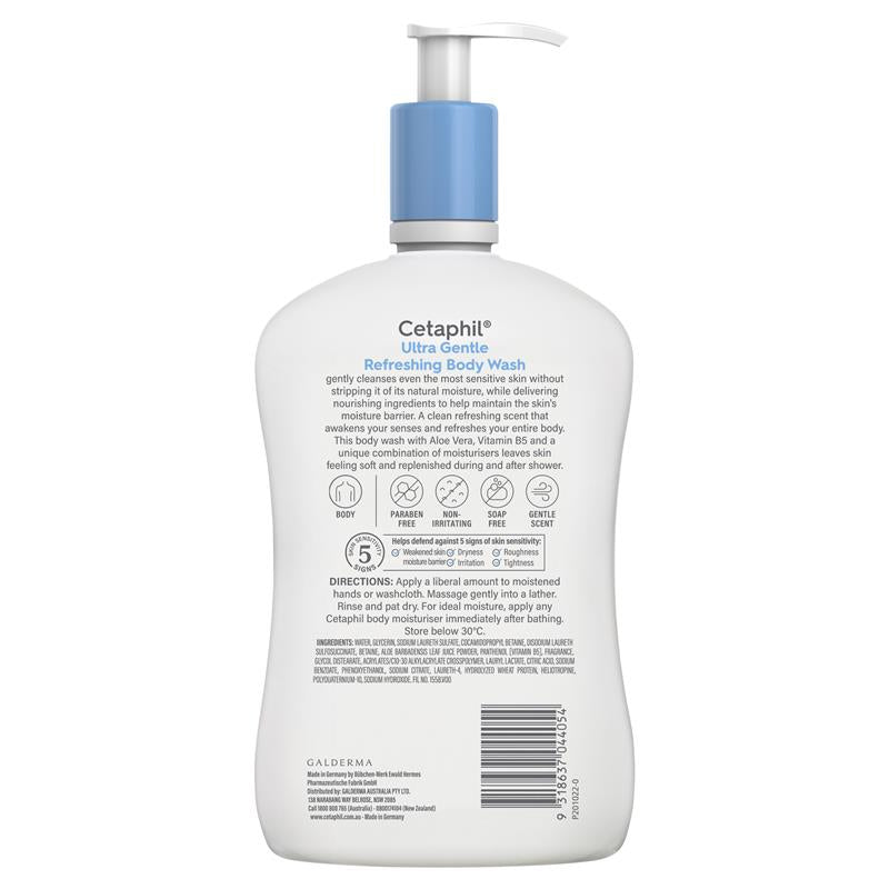 Cetaphil Ultra Gentle Body Wash 1L for Dry & Sensitive Skin with Aloe Vera