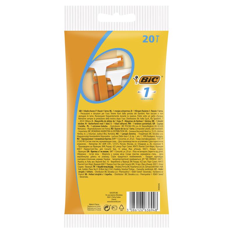 Bic 1 Disposable Razors Sensitive 20 Pack