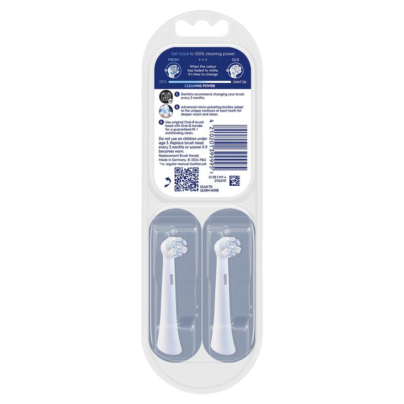 Oral-B iO Advanced Clean Brush Head Refills - White, 4 Pack