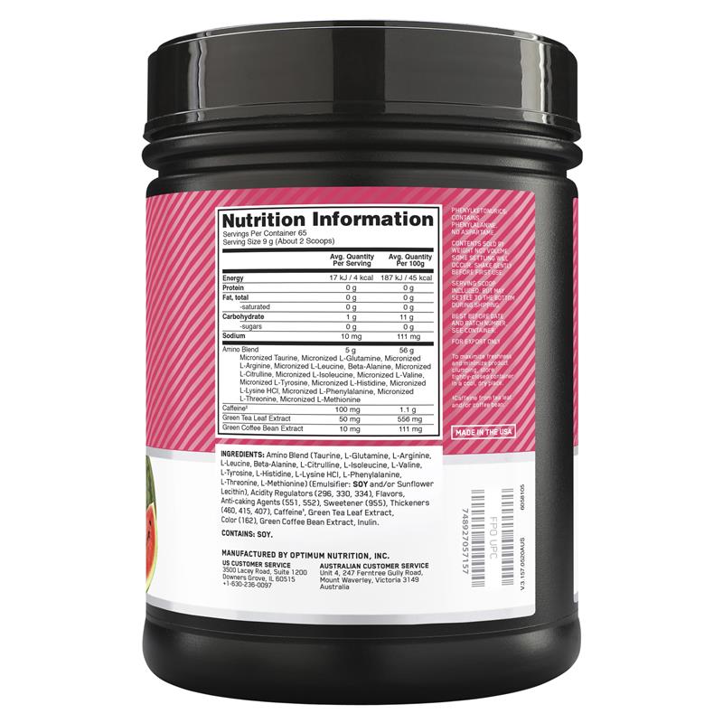 Optimum Nutrition Amino Energy Watermelon 65 Serve 585g - Energize Your Workouts