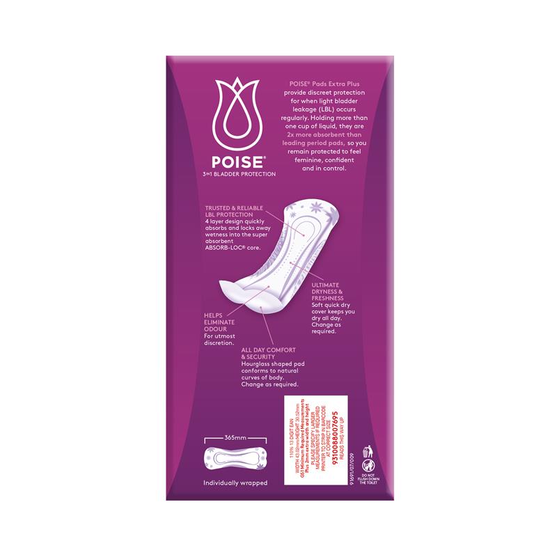 Poise Pads Extra 24 Bulk Pack - Discreet Bladder Leakage Protection