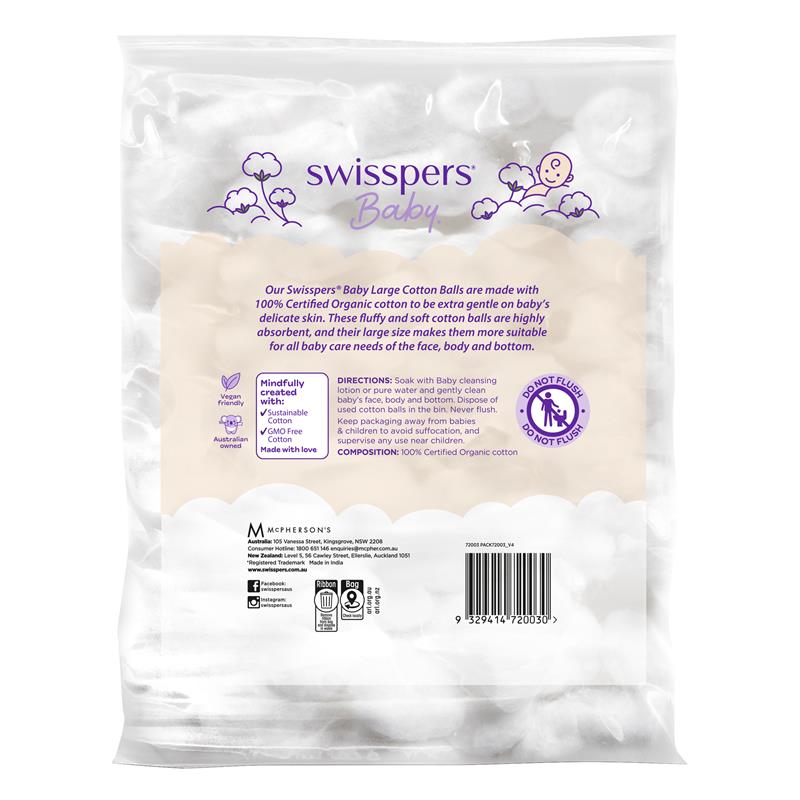 Swisspers Baby Organic Cotton Large Balls 60