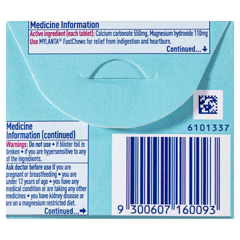 Mylanta 2Go Antacid FastChews Tablets Mint - 8 Pack