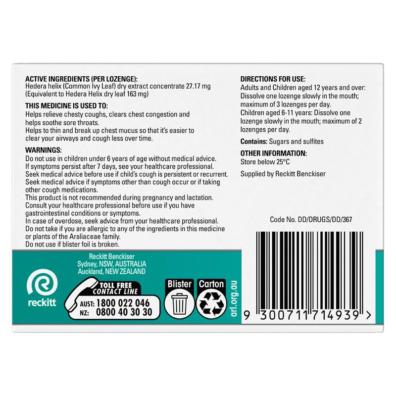 Strepsils Herbal Chesty Cough+ Lozenges Honey Lemon 16 Pack - Triple Relief Formula