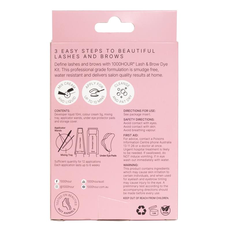 1000 Hour Eyelash & Brow Dye Kit Brown/Black