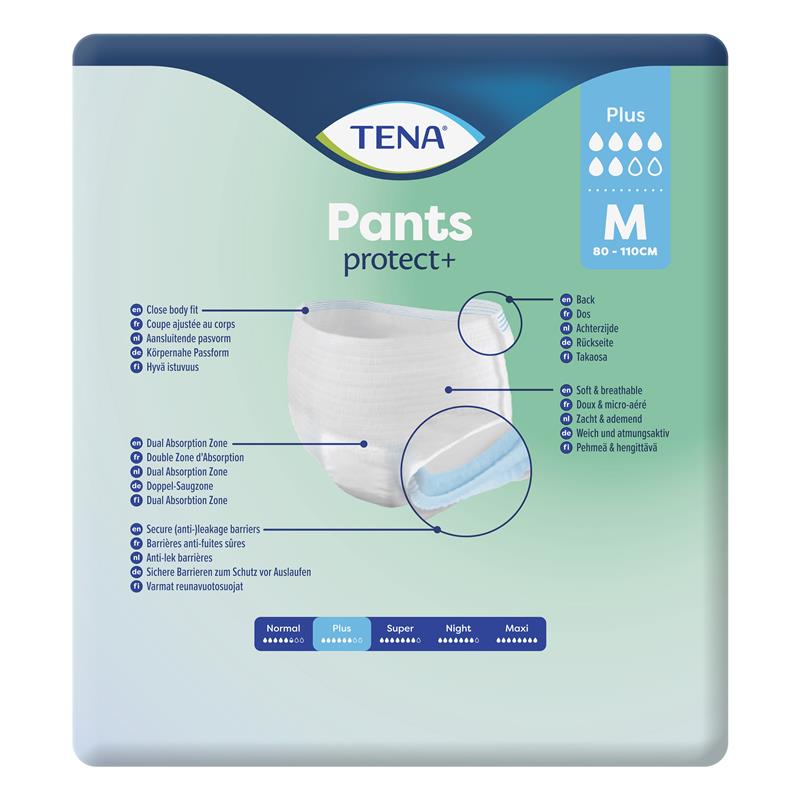 TENA Protect+ Incontinence Pants Medium 9-Pants, Unisex, Superior Leak Protection
