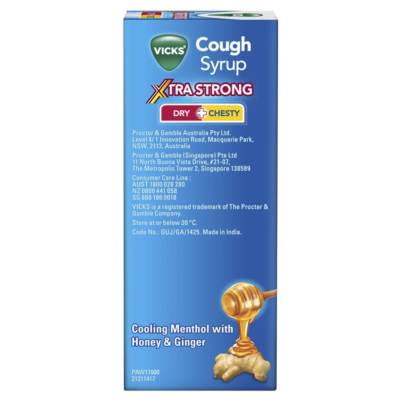 Vicks Cough Syrup Xtra Strong Dry + Chesty - 200ml