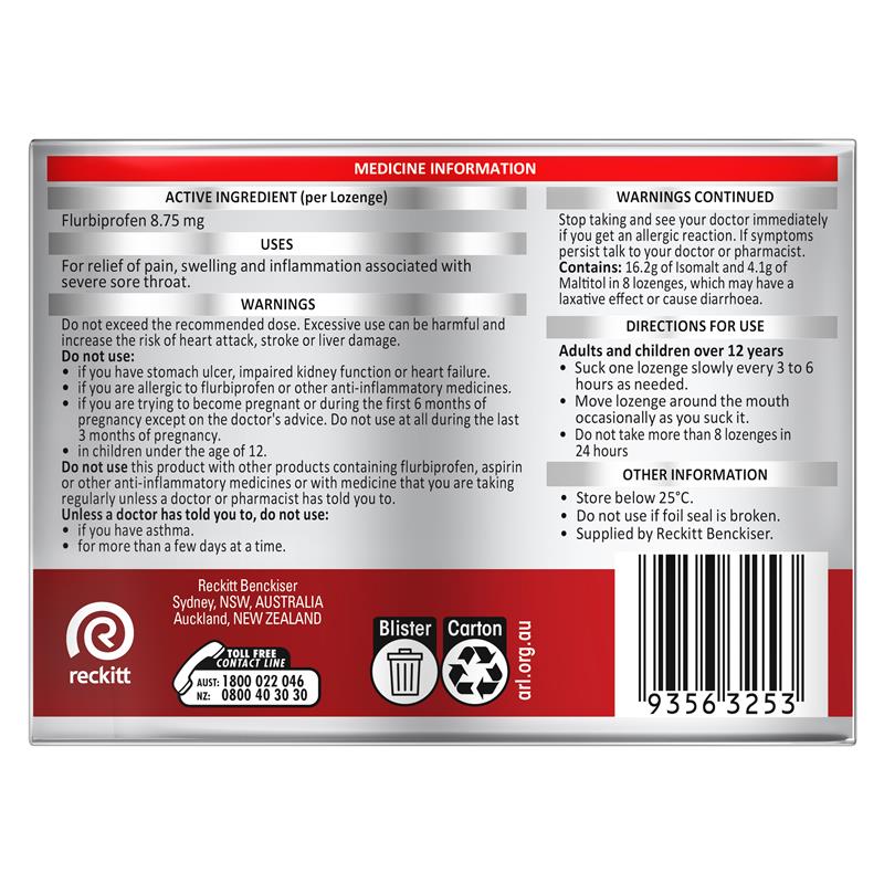Strepfen Intensive Sugar Free Orange 16 Lozenges
