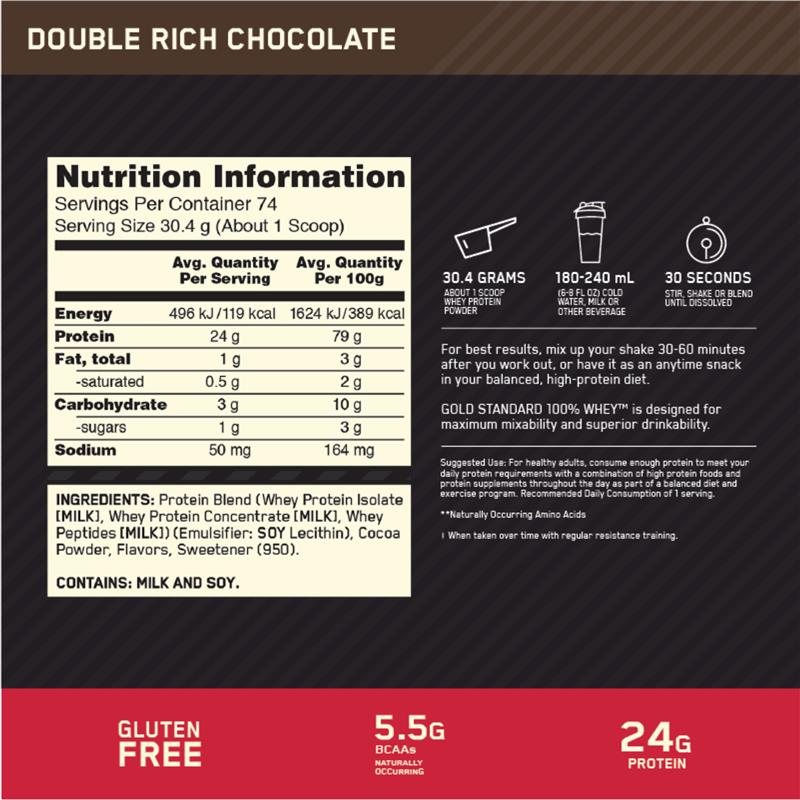 Optimum Nutrition Gold Standard 100% Whey Protein - Double Rich Chocolate (2.27kg)