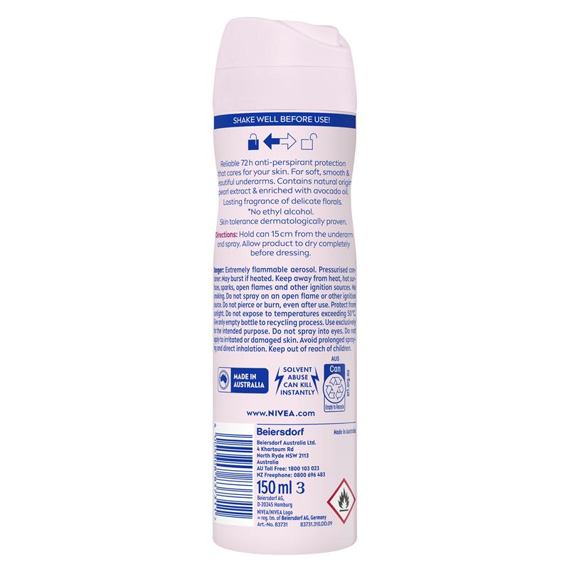 NIVEA Pearl & Beauty Aerosol Deodorant - 72H Protection - 150ml