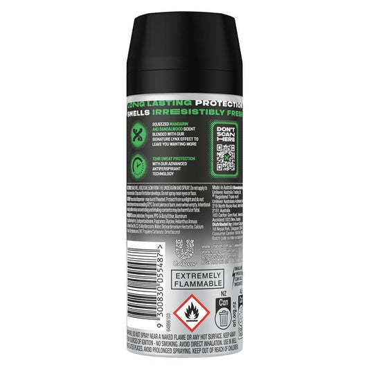 Lynx Africa Men's Antiperspirant Deodorant Aerosol 165ml – 72-Hour Protection