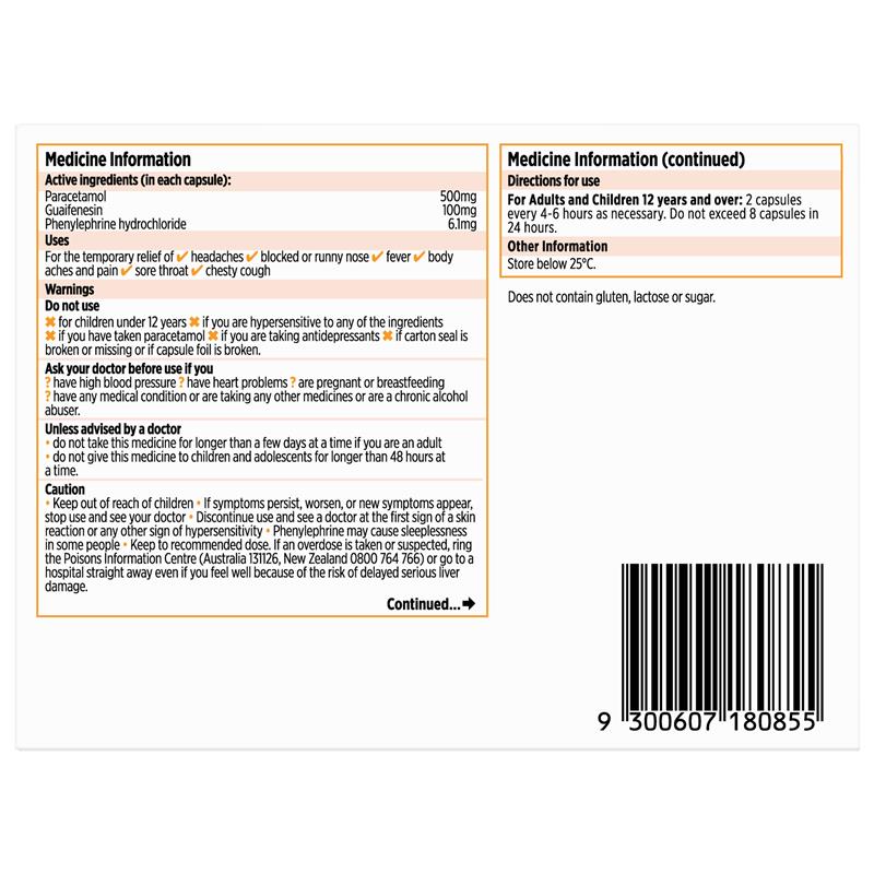 Codral Cold & Flu + Mucus Cough 48 Capsules
