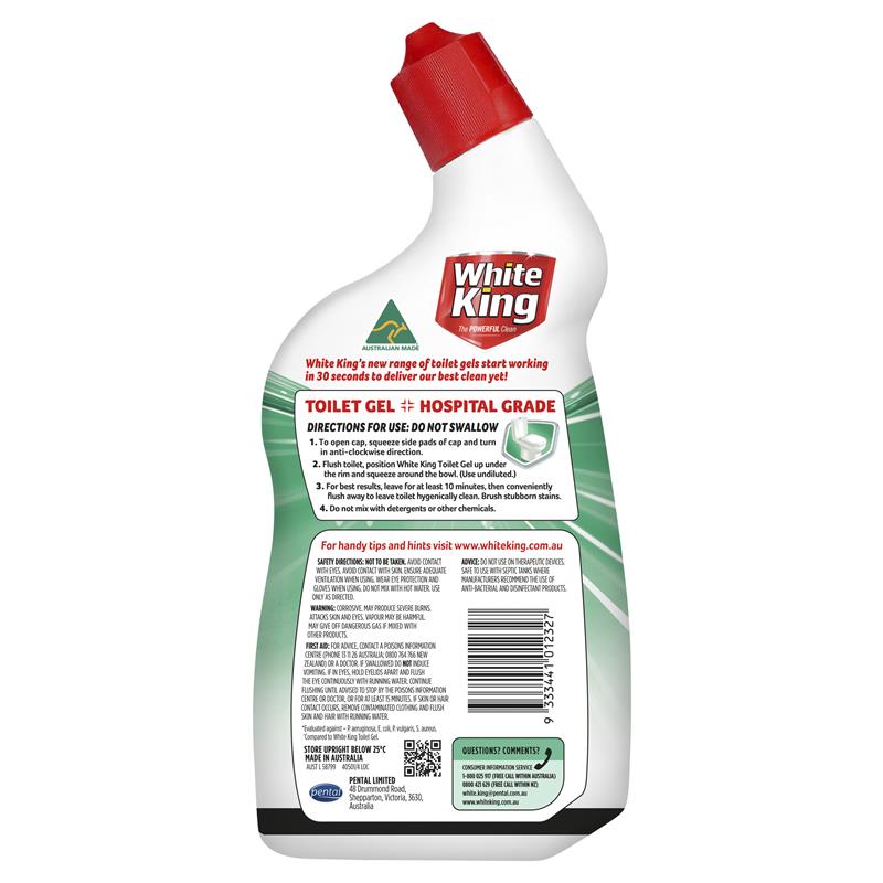 White King Toilet Gel With Stain Remover Eucalyptus 700ml - Powerful Cleaning