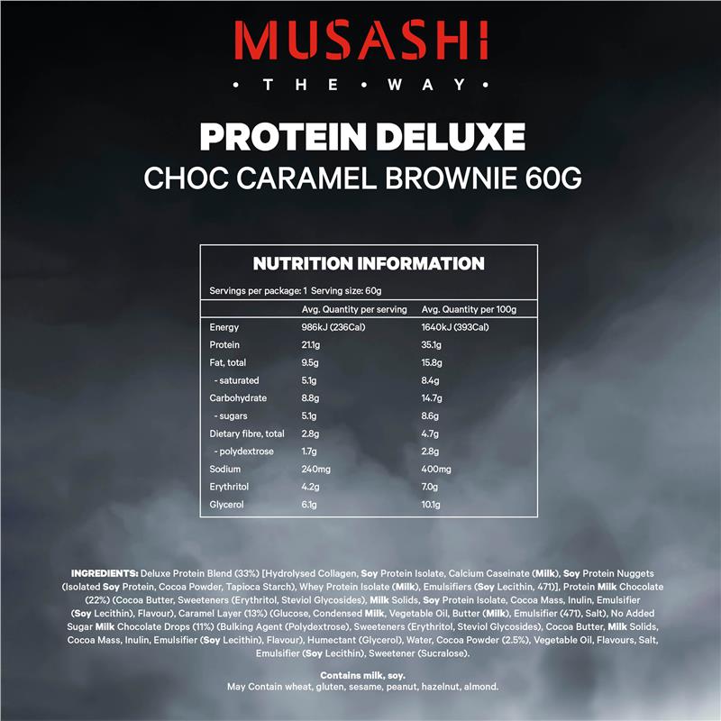 Musashi Deluxe Protein Bar - Choc Caramel Brownie 60g