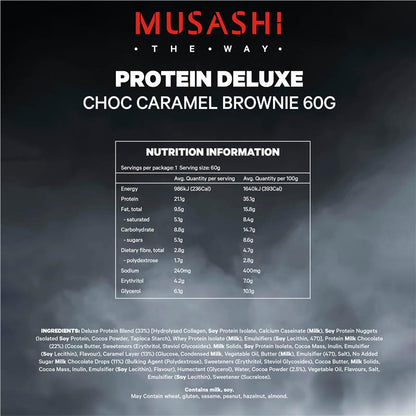 Musashi Deluxe Protein Bar - Choc Caramel Brownie 60g