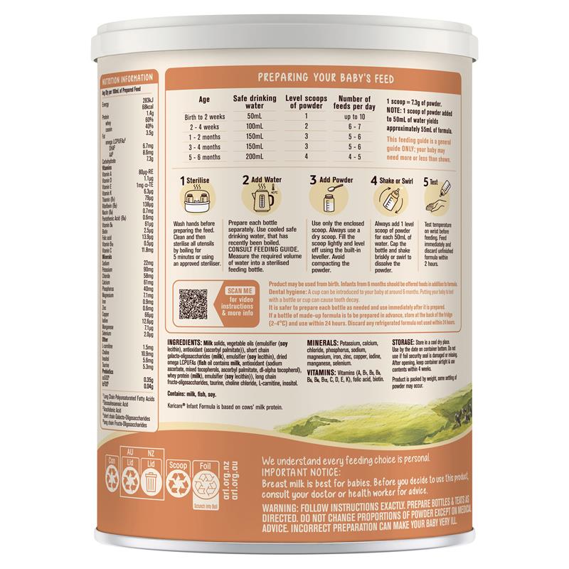 Karicare+ 1 Baby Infant Formula From Birth to 6 Months 900g