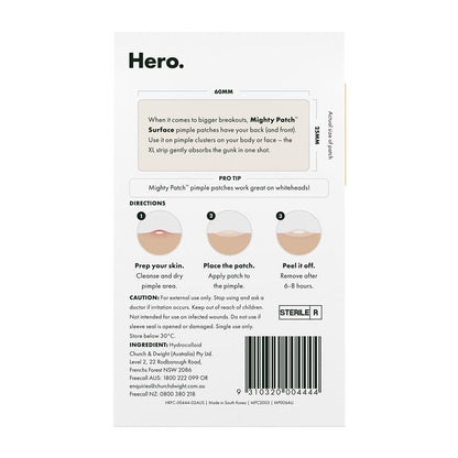 Hero Mighty Patch Surface 10 Pack - XL Pimple Patches for Breakouts