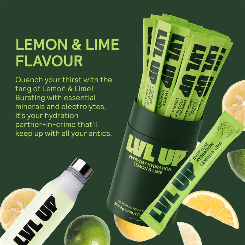 Lvl Up Everyday Hydration Sticks - Lemon Lime (30 Pack)