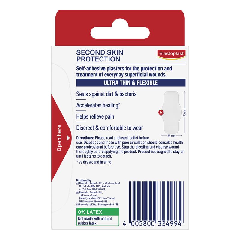 Elastoplast Second Skin Protection Strips - 3.6cm x 7.3cm (6 Pack)