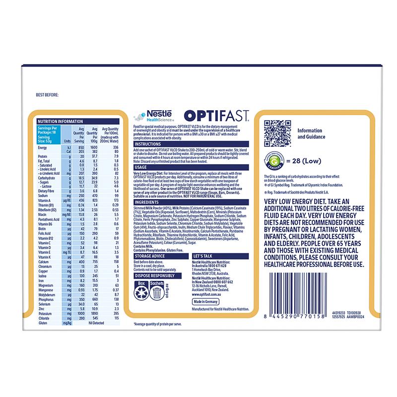 Optifast VLCD Shake - Vanilla 18 x 53g